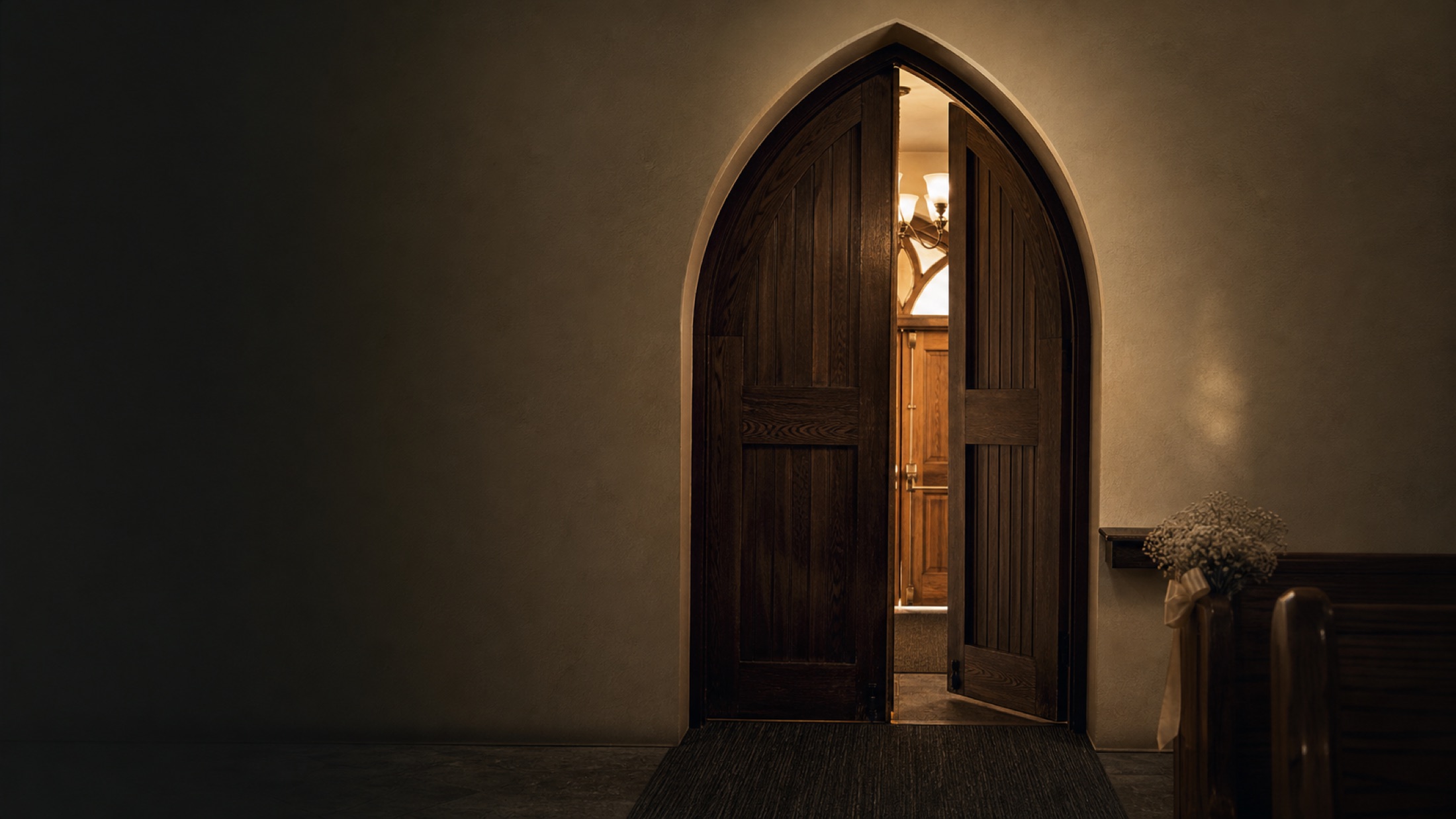 An open church door at RCCV