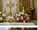 Altar flowers and Eucharistic vessels from Corpus Christi.
