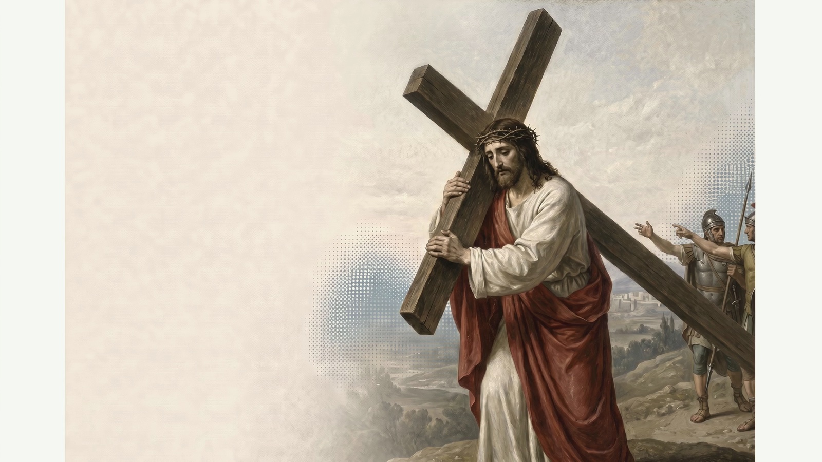 Jesus carrying the cross at the second Station of the Cross