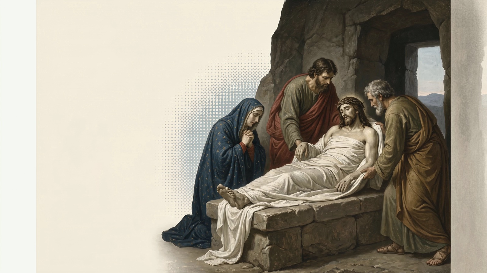 Jesus laid in the tomb at the fourteenth Station of the Cross
